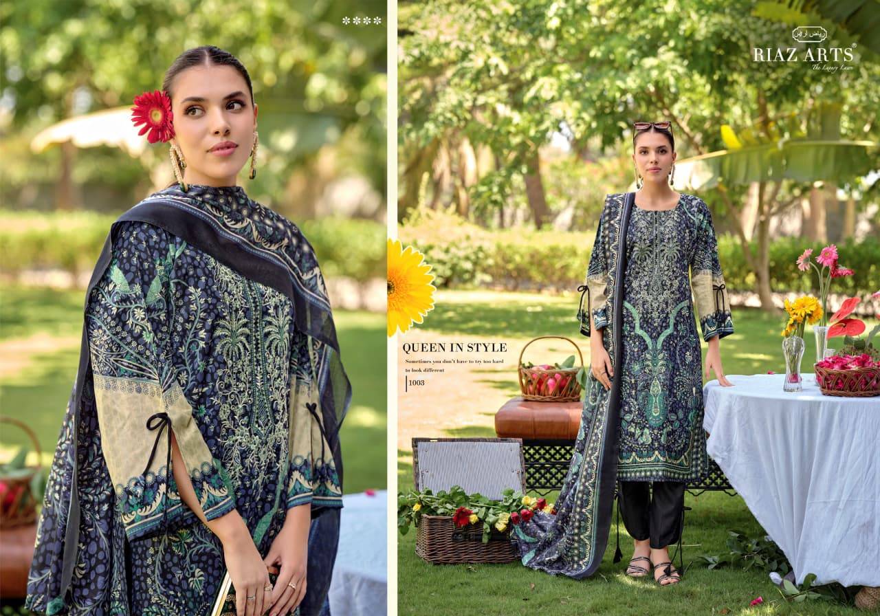 NAYRA VOL 40 BY RIAZ ARTS 1001 To 1008 Series Pakistani Suits Ethnic Wear Pure Cotton Dresses At Wholesale